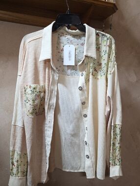 POL Cream Floral Patchwork Blouse